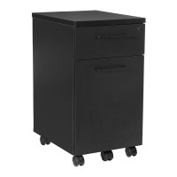 OSP Home Furnishings PRD3085-BLK Prado Mobile File in Black with Hidden Drawer and Castors
